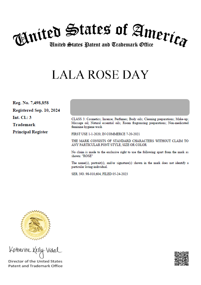 유레카 해외등록 성공! 미국 상표 출원 “LALA ROSEDAY” 호주, 뉴질랜드, 멕시코, 캐나다, 이탈리아, 절차, 방법, 심사, 상표권 특허 등록 등록증 썸네일