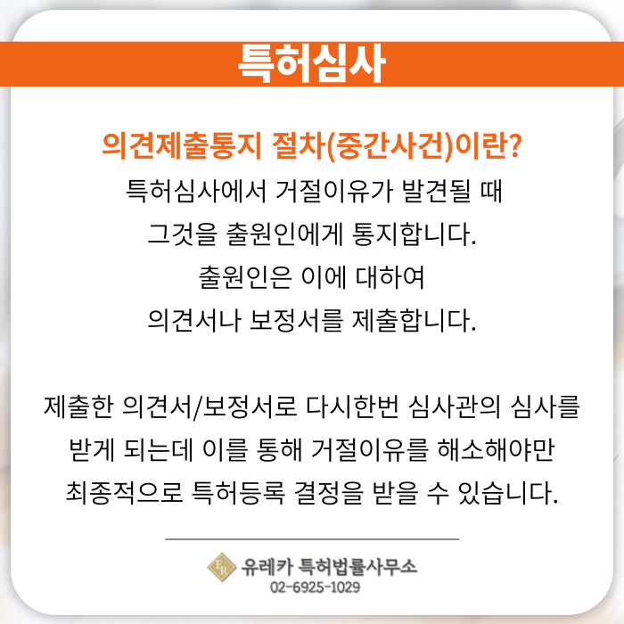 특허심사, 특허 의견제출통지 절차(중간사건)