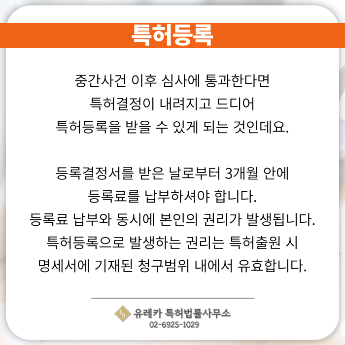 특허출원, 특허등록, 특허심사, 특허 등록결정서, 특허 등록료